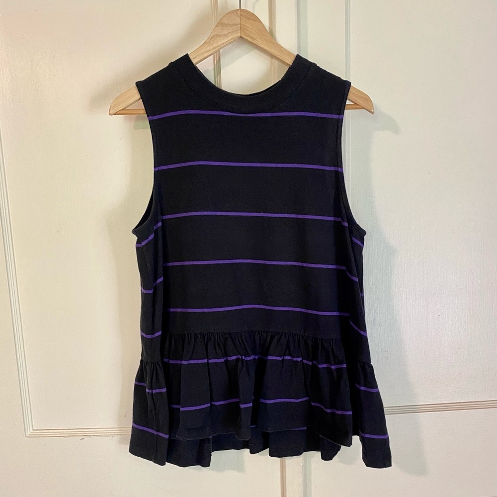 Anthropologie blk. and purple striped tunic tank